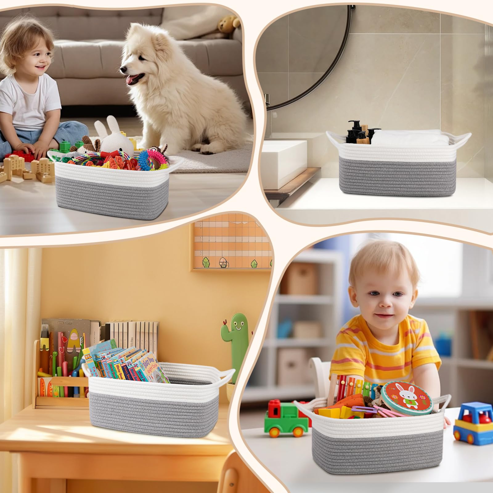 OIAHOMY multipurpose storage basket used as toy organizer or shelf storage.