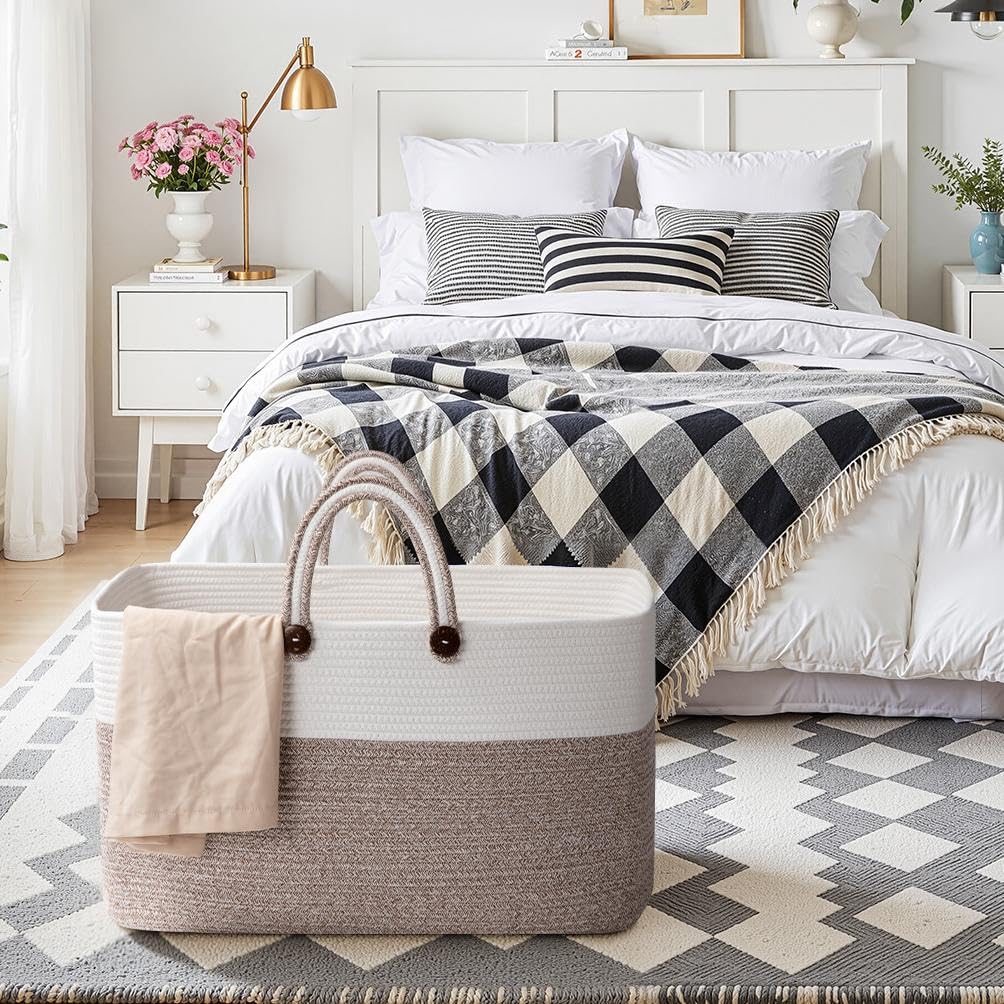 OIAHOMY nursery basket in baby room storing toys and clothes