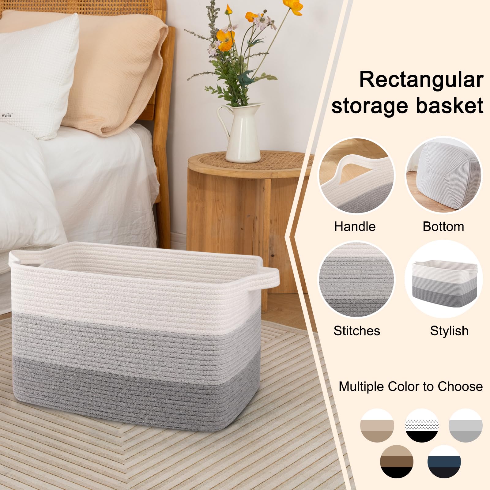 OIAHOMY nursery toy storage basket gradient grey keeps toys tidy.
