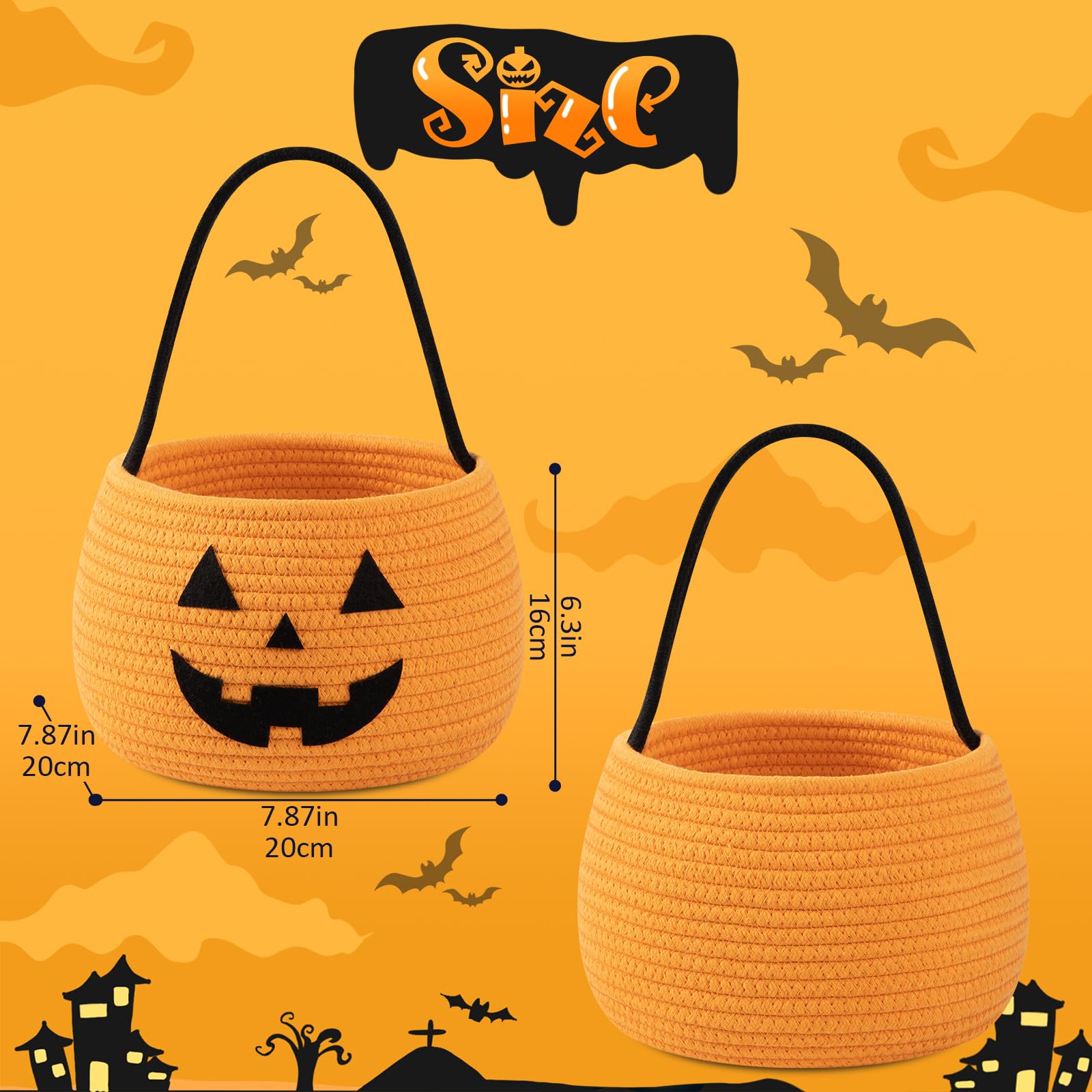 OIAHOMY Halloween pumpkin basket interior ready for candies
