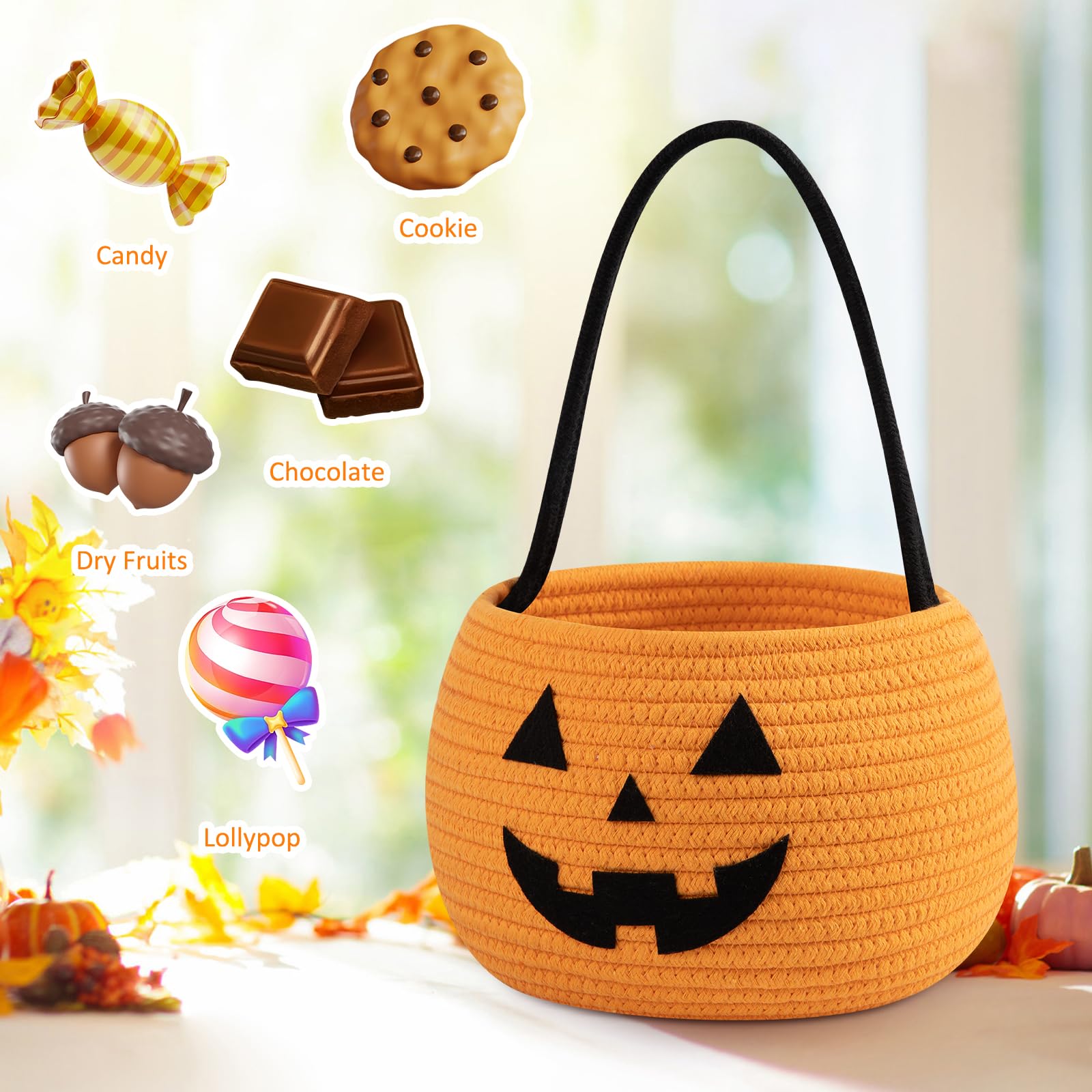 OIAHOMY cotton rope pumpkin basket kept in kids' room