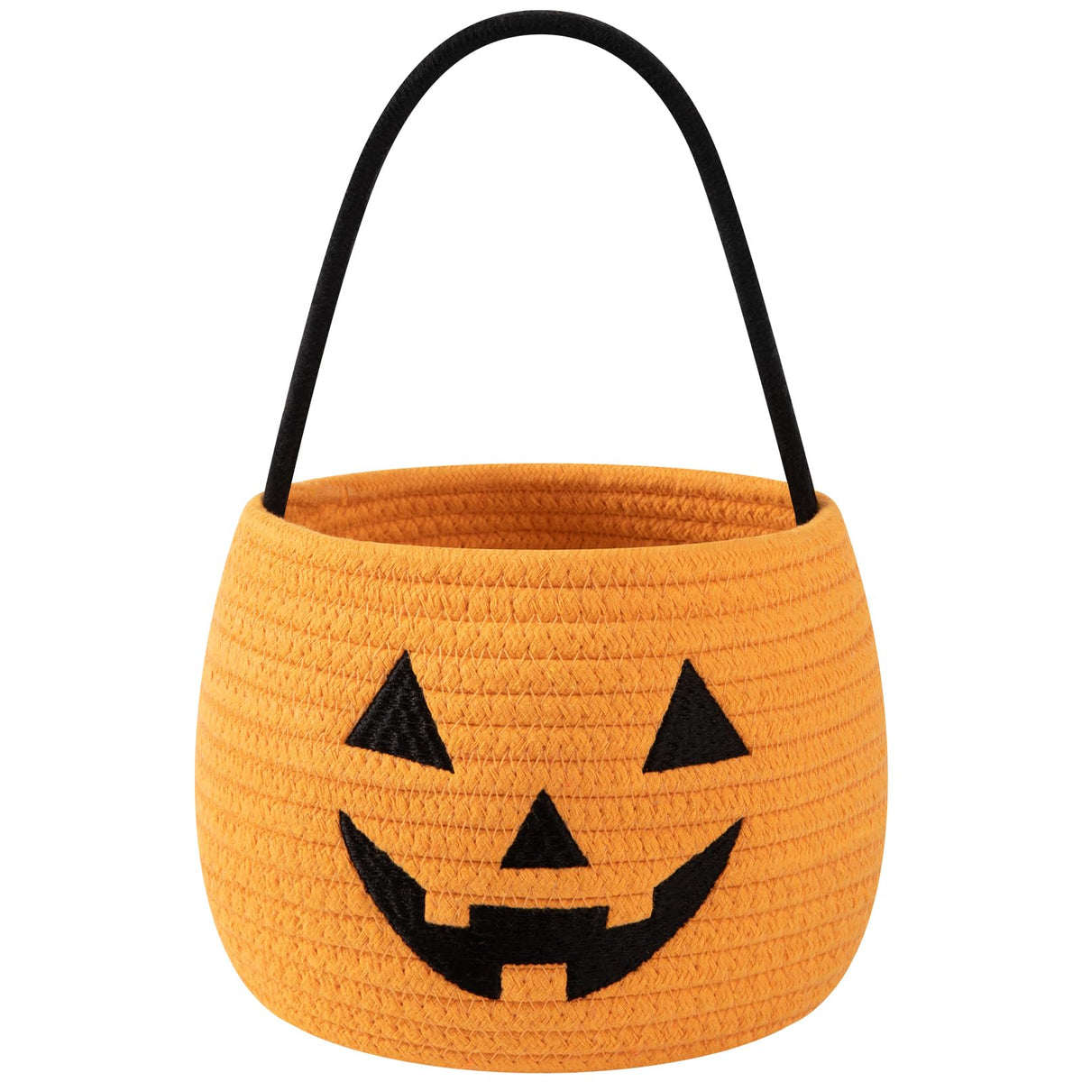 OIAHOMY pumpkin basket front view for festive trick-or-treat candy collection