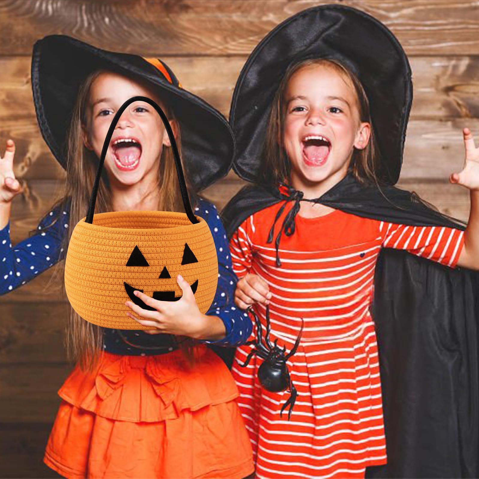 OIAHOMY orange pumpkin basket used as decor and gift idea