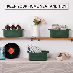 OIAHOMY rectangle basket on living room shelf for clutter control.
