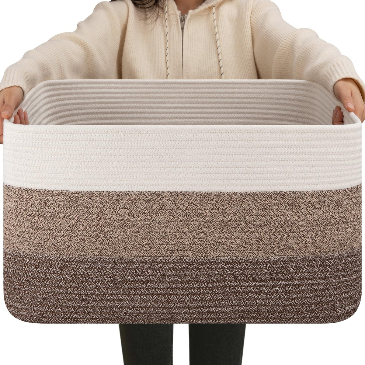 OIAHOMY rectangle blanket basket shape showing sturdy construction and size