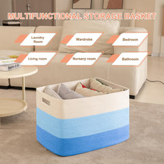 OIAHOMY rectangle woven basket folded-flat for space-saving storage