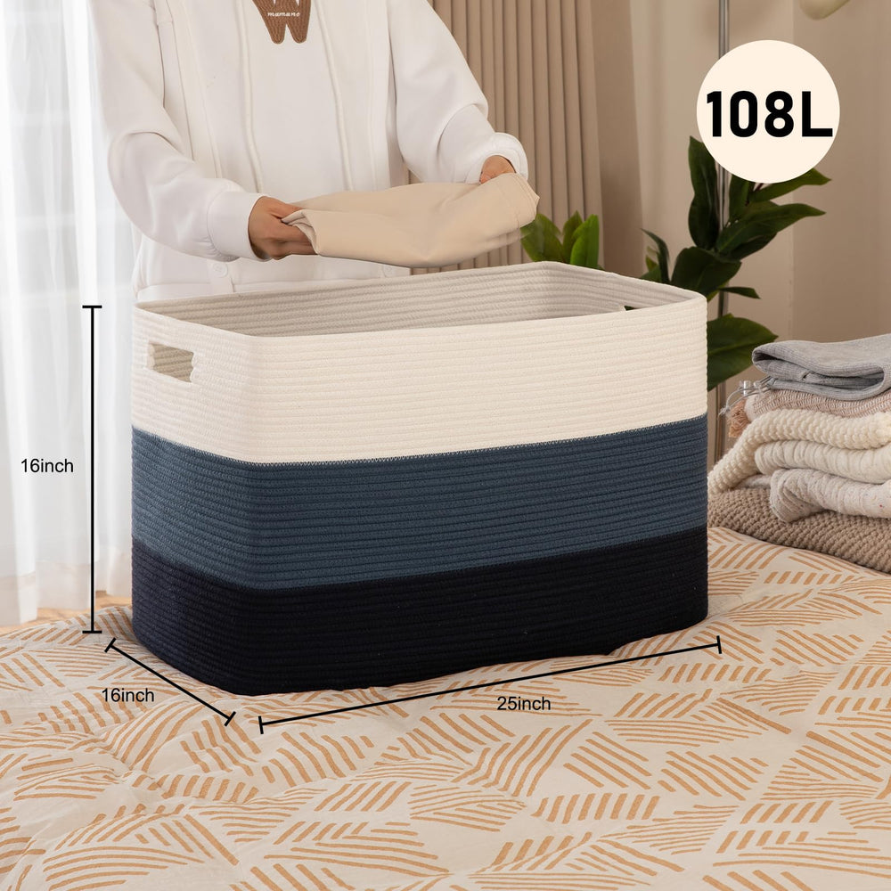 OIAHOMY rectangle woven basket for living room storage keeps cushions organized