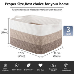 OIAHOMY rectangle woven storage basket folded and expanded to show collapsible design.
