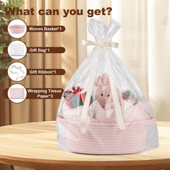 OIAHOMY small woven basket pink, tidy nursery organization.