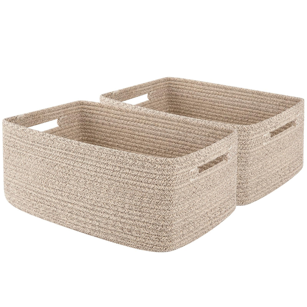 OIAHOMY storage basket 2pack on a shelf showing organized closet clutter reduction.