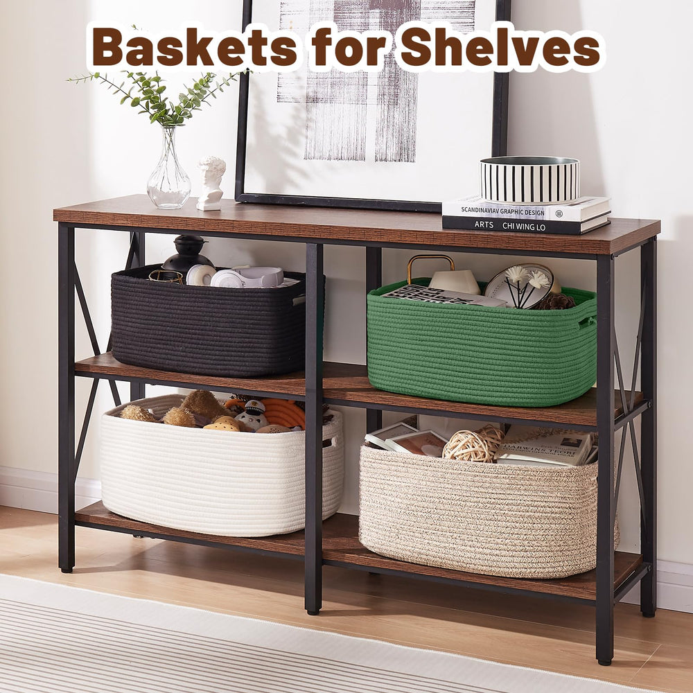 OIAHOMY storage basket inside a cabinet illustrates flexible handles for easy transport.