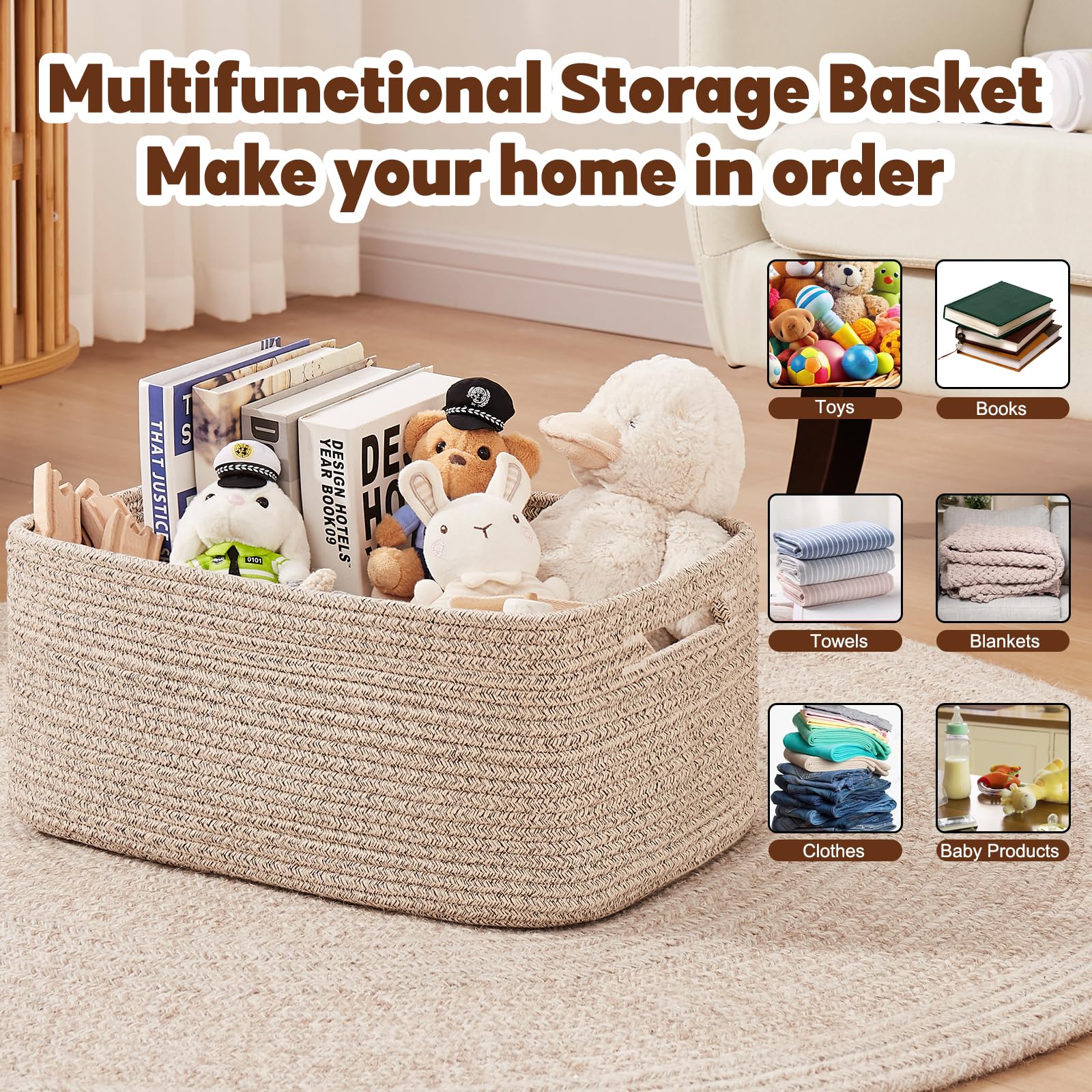 OIAHOMY storage basket in nursery shows baby-safe design with gentle materials and no sharp edges.