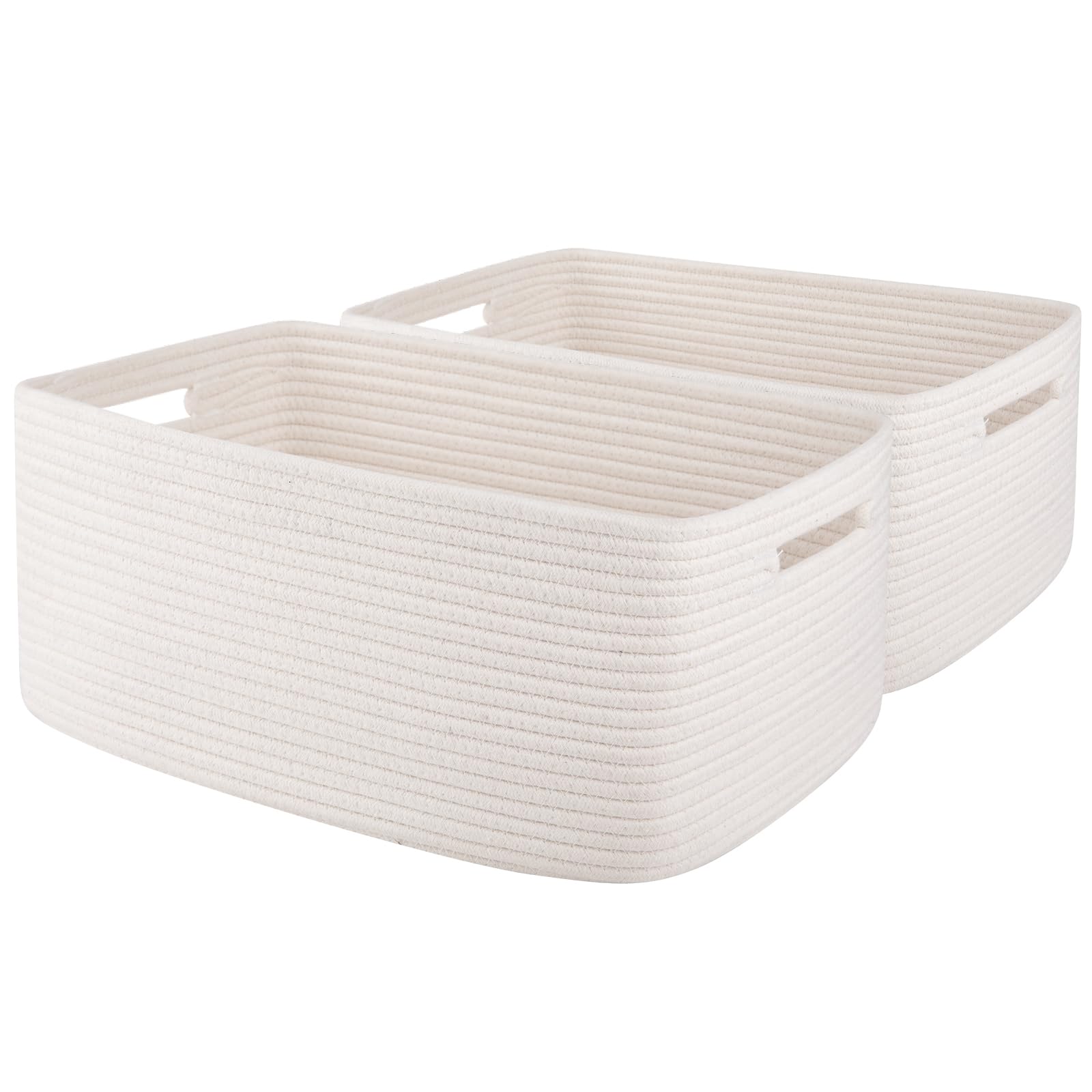 OIAHOMY storage basket front view highlights sturdy woven rope for organization
