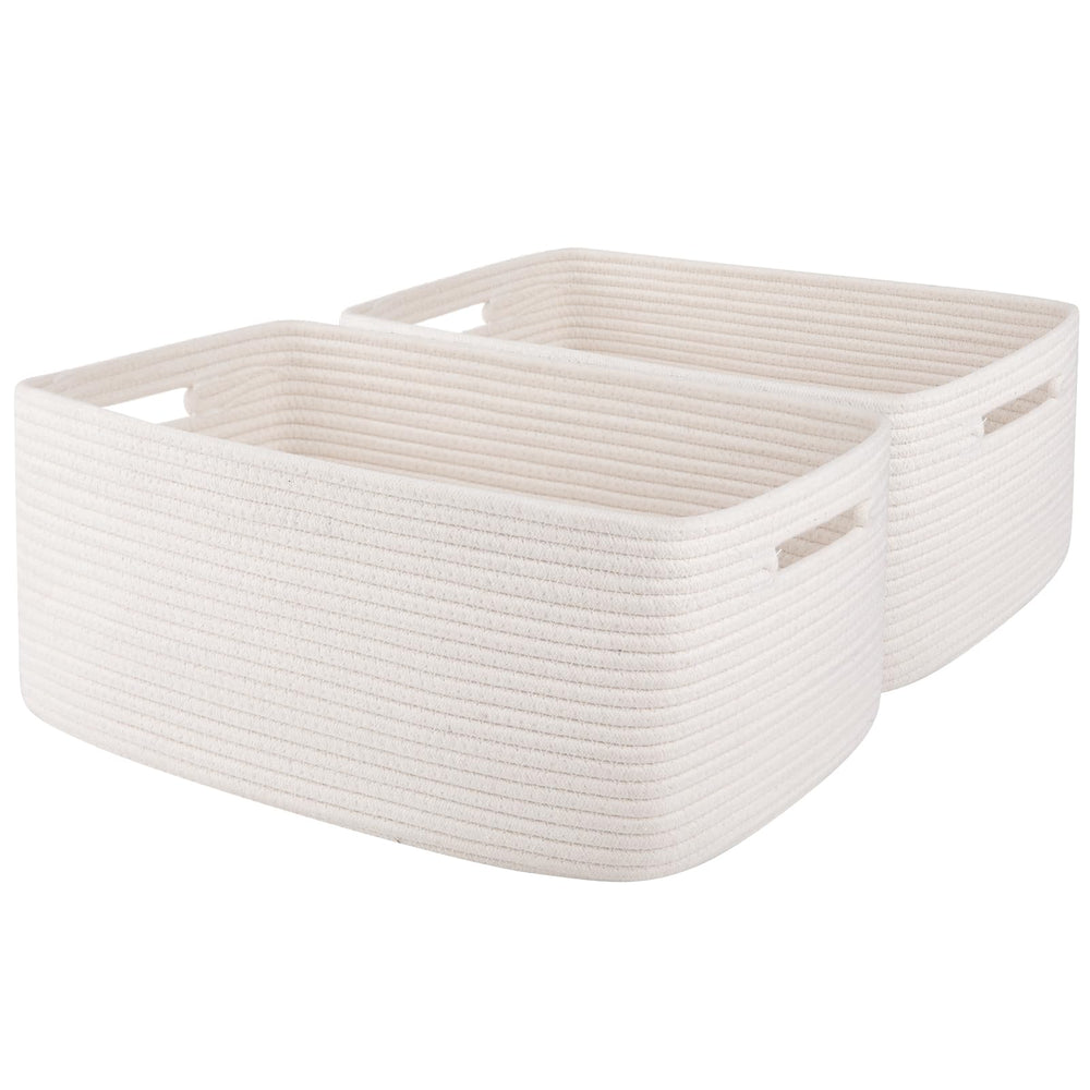 OIAHOMY storage basket front view highlights sturdy woven rope for organization