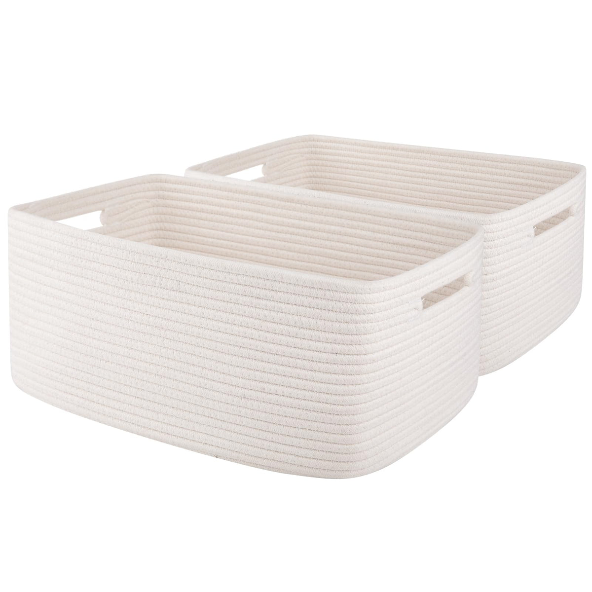 OIAHOMY storage basket front view highlights sturdy woven rope for organization