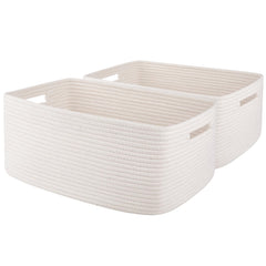 OIAHOMY storage basket front view highlights sturdy woven rope for organization