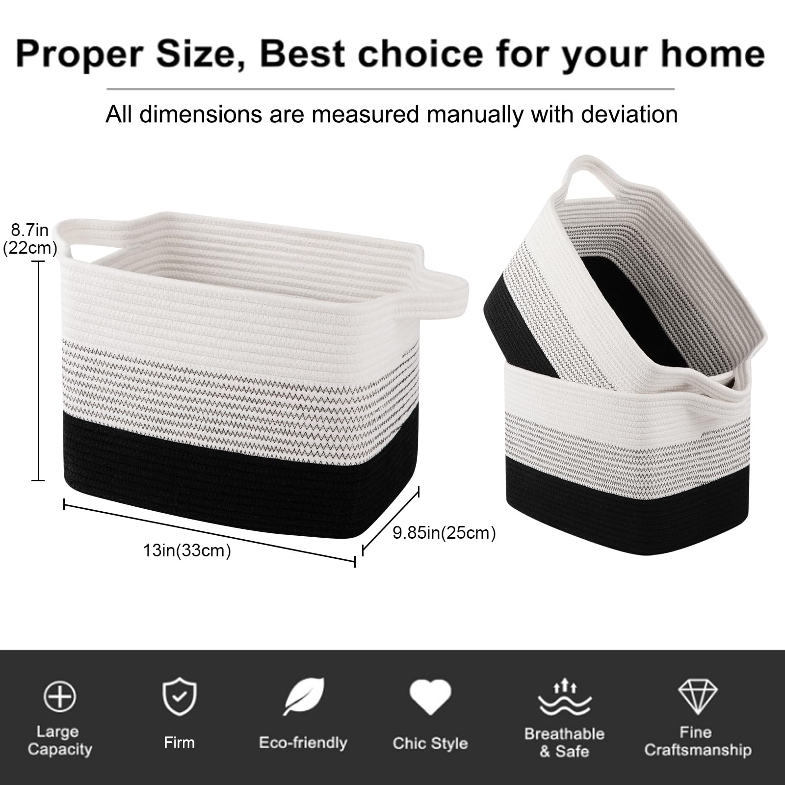 OIAHOMY storage basket gradient dark ideal for toy storage in playrooms