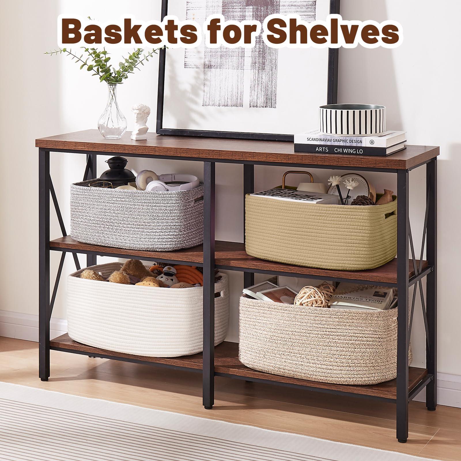 OIAHOMY storage basket grey nursery use showing baby-friendly safe storage