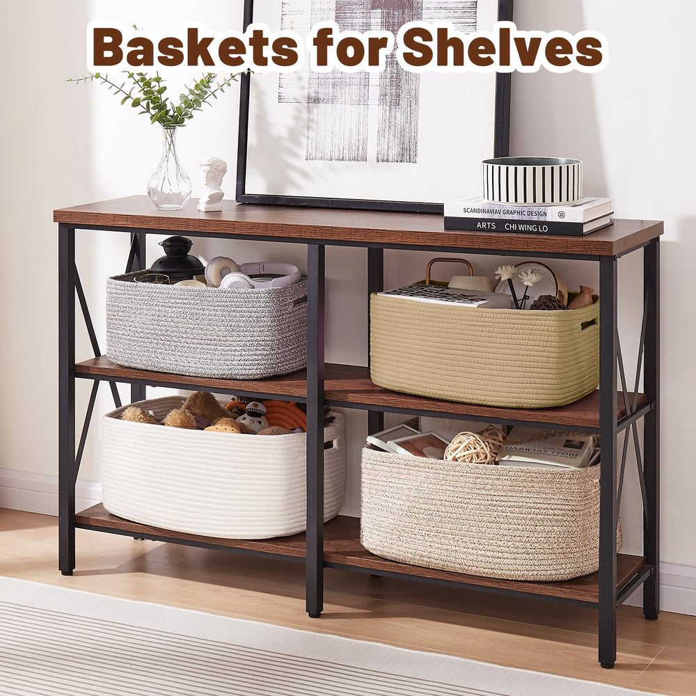 OIAHOMY storage basket grey nursery use showing baby-friendly safe storage