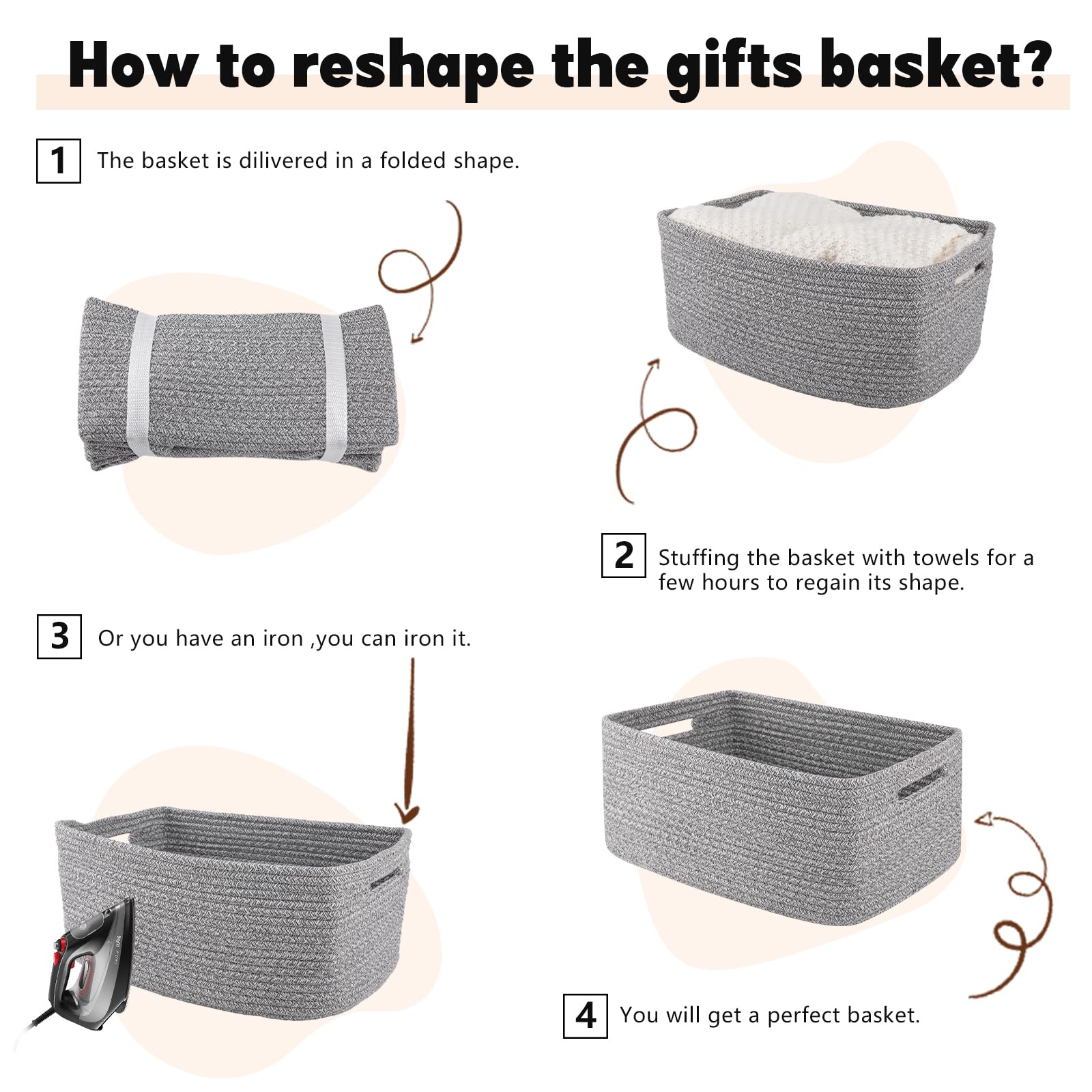 OIAHOMY storage basket grey room-decor idea complements any space