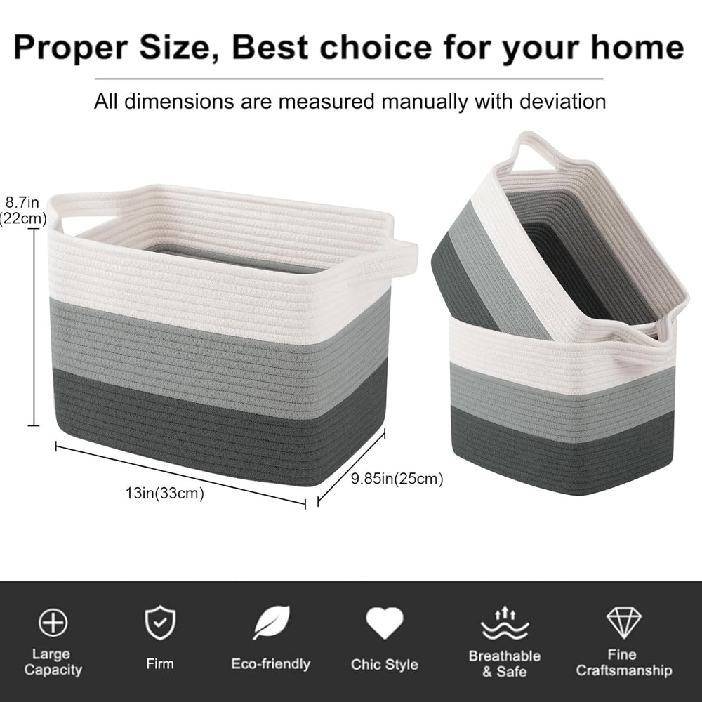 OIAHOMY storage basket with built-in handles makes portable storage easy.