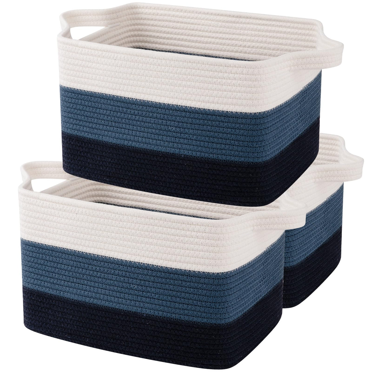 OIAHOMY storage basket set in gradient blue for easy living room organization
