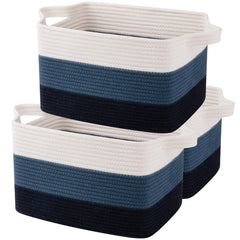 OIAHOMY storage basket set in gradient blue for easy living room organization