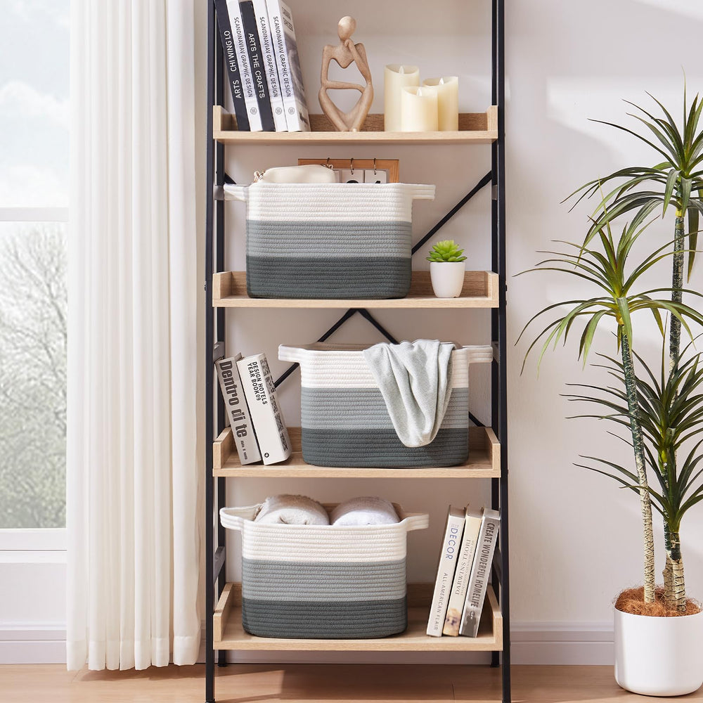 OIAHOMY storage basket woven cotton rope shows soft, durable texture for safe use.
