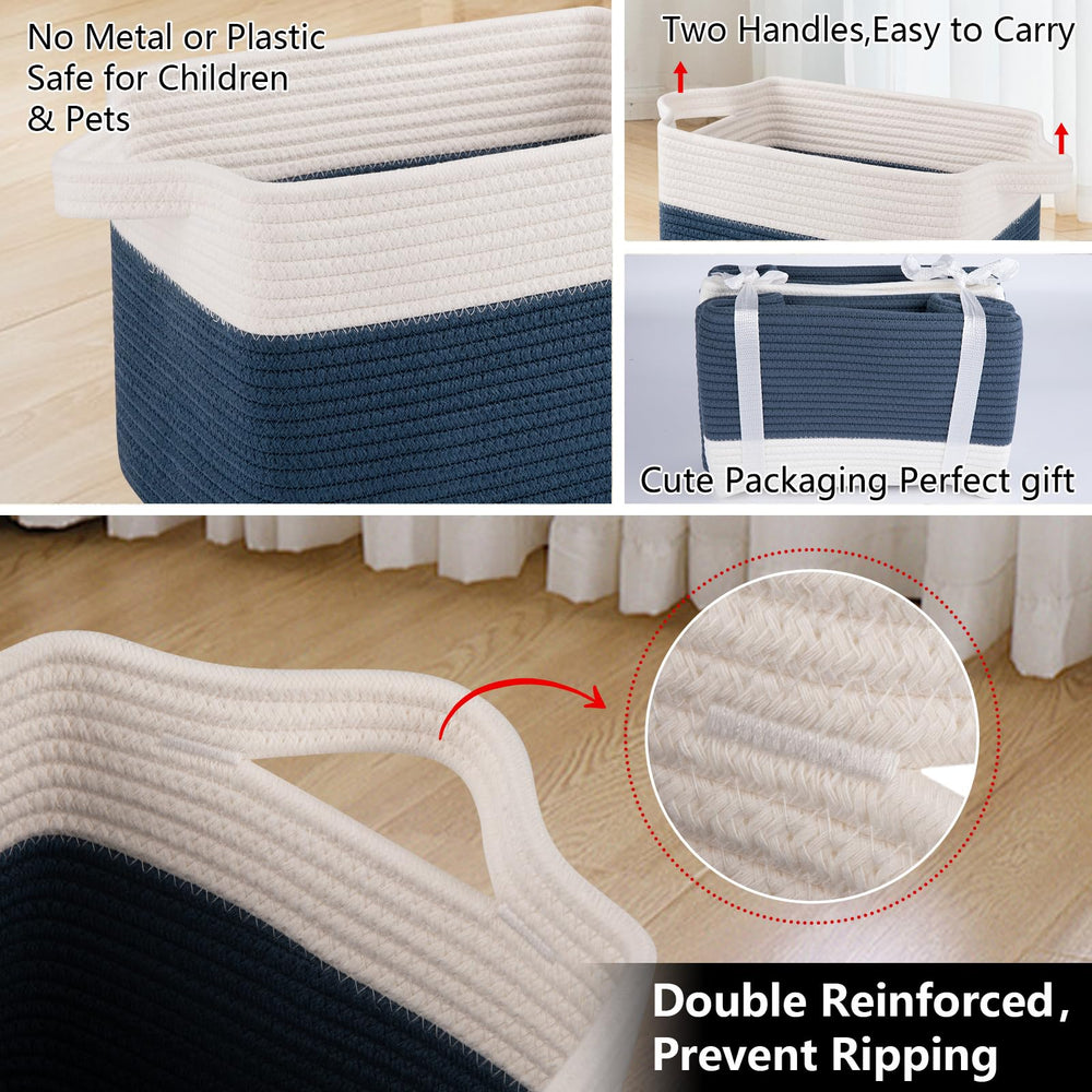 OIAHOMY small rope basket with built-in handles ideal for portable toy or towel storage.