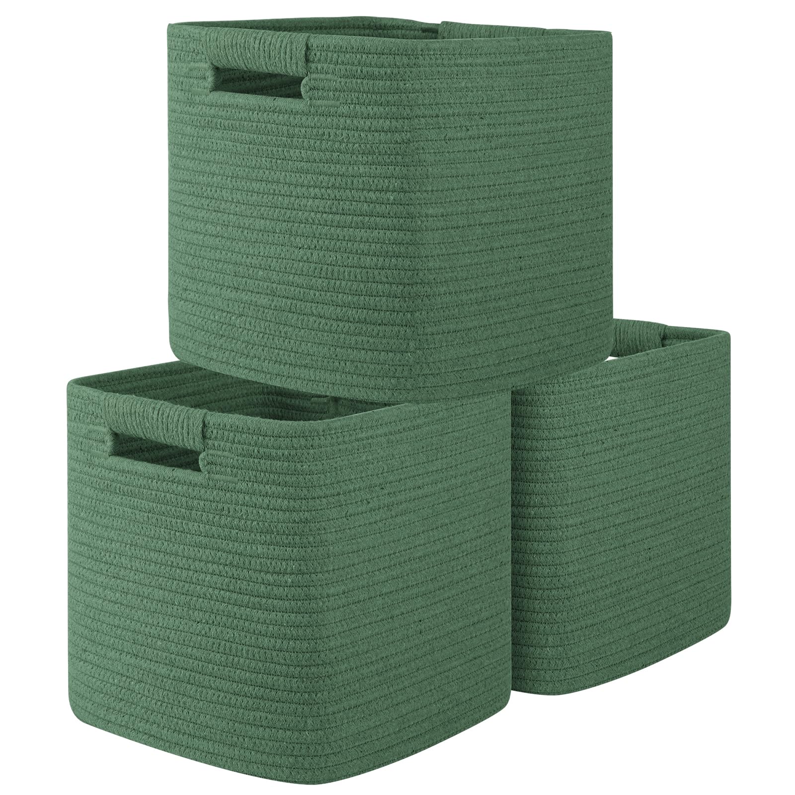 OIAHOMY storage cubes 11-inch bins neatly stacked on a shelf for organized space.
