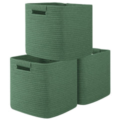 OIAHOMY storage cubes 11-inch bins neatly stacked on a shelf for organized space.
