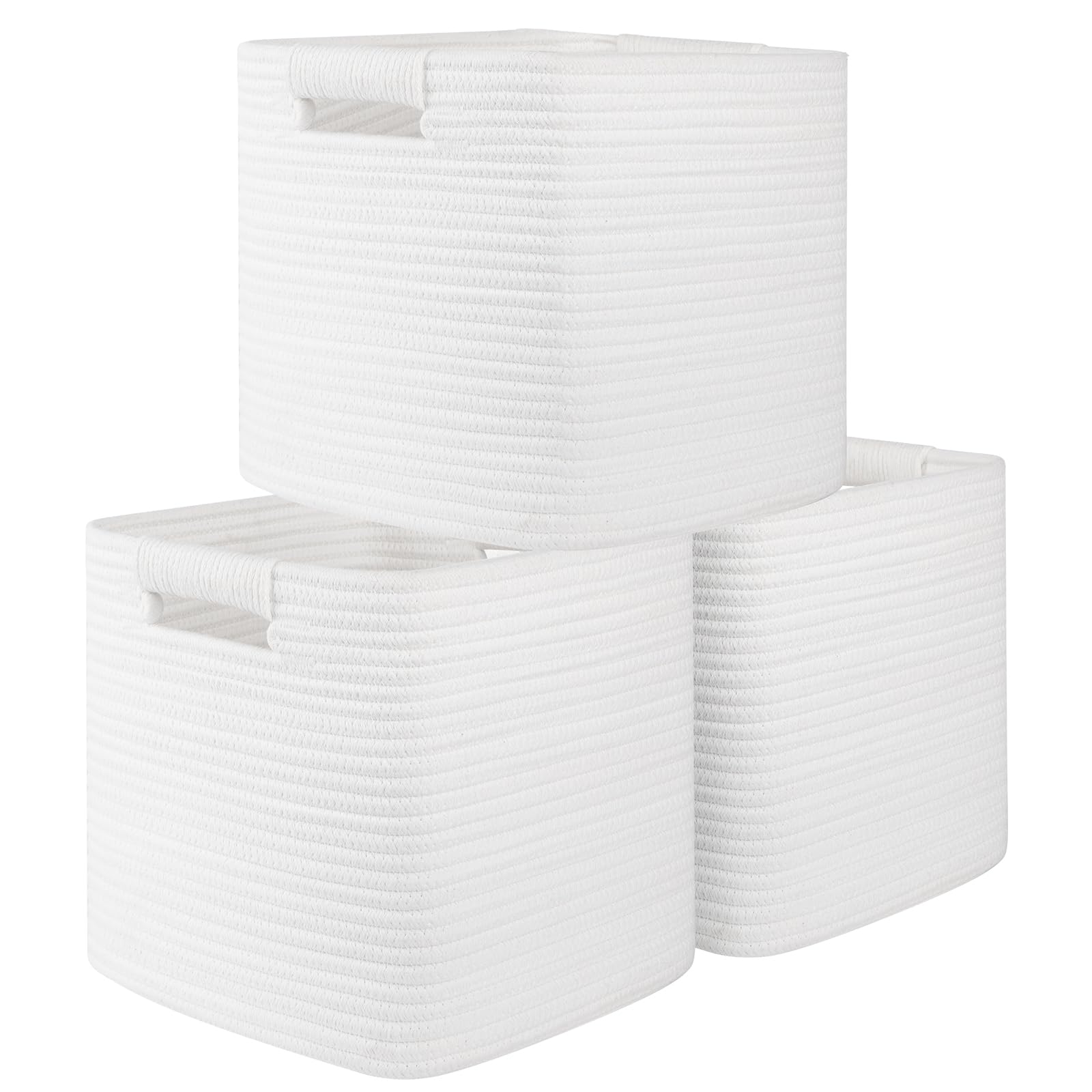 OIAHOMY 11-inch 3-pack white on-shelf cubes keep living spaces organized