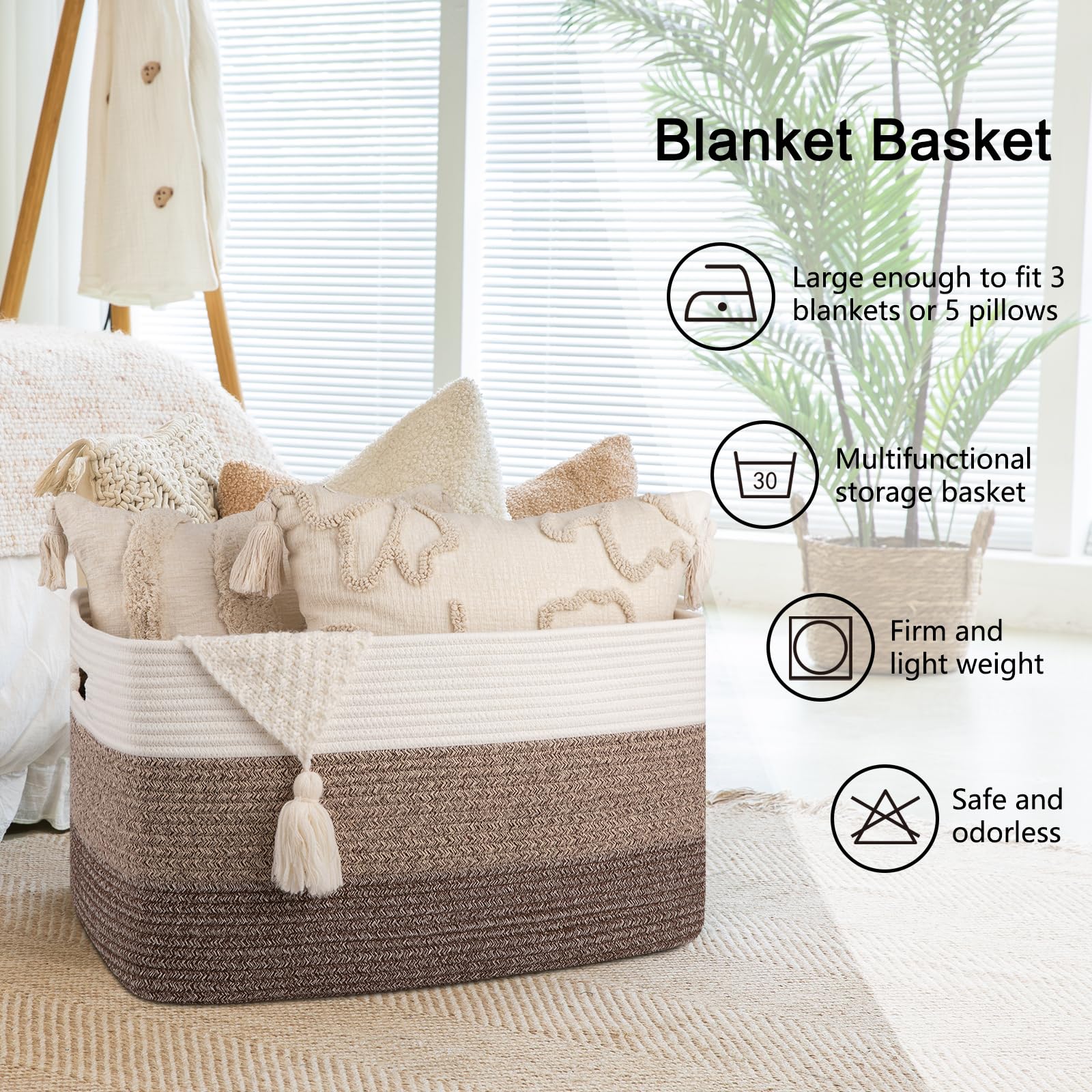 OIAHOMY washable blanket basket suitable for gentle machine wash