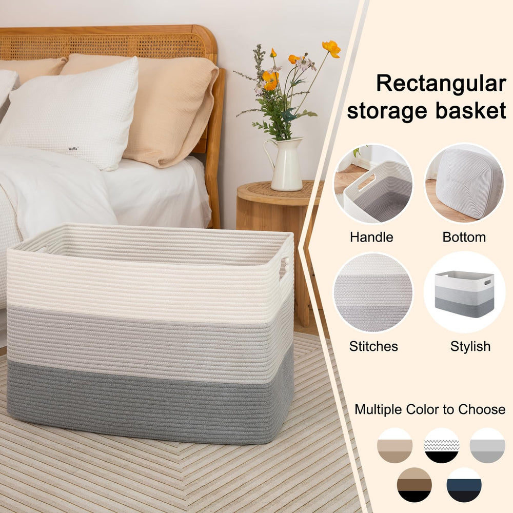 OIAHOMY washable cotton rope basket hand or machine wash friendly.