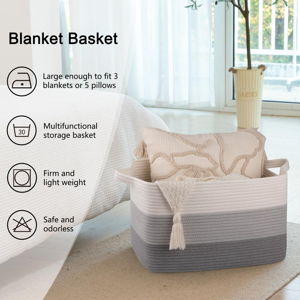 OIAHOMY washable cotton rope basket gradient grey is simple to clean.
