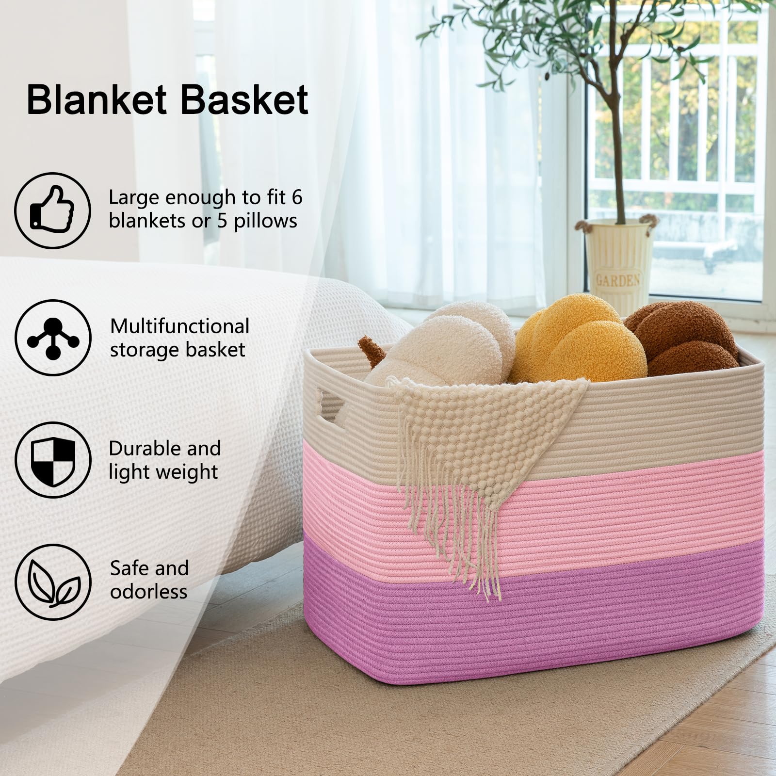 OIAHOMY washable storage basket supports gentle cleaning for tidy living areas