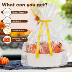 OIAHOMY woven cotton basket highlights durable, soft-touch construction.