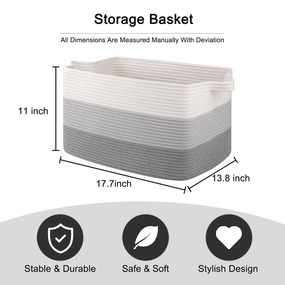 OIAHOMY woven foldable basket gradient grey saves space when not in use.