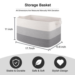 OIAHOMY woven foldable basket gradient grey saves space when not in use.