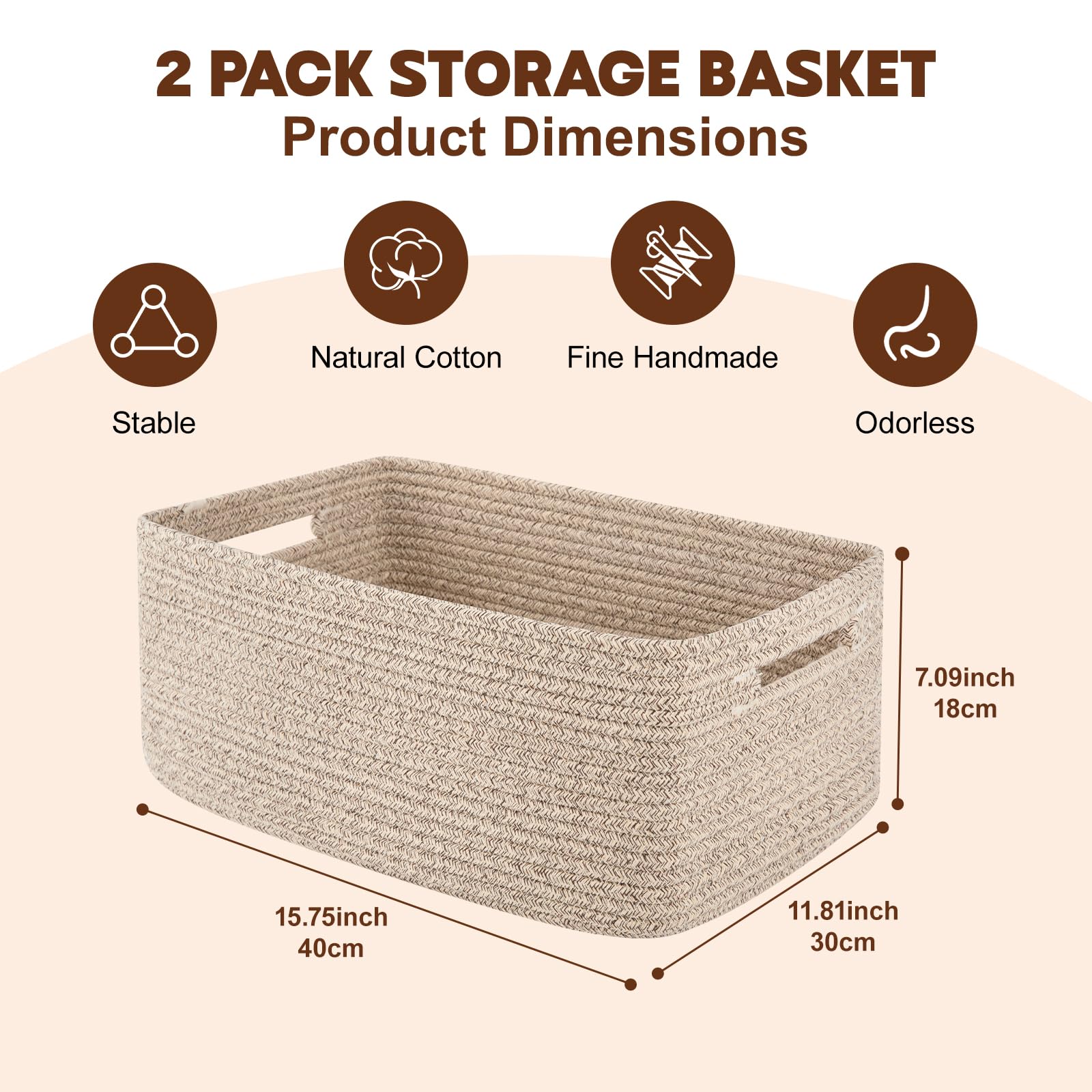 OIAHOMY woven rope basket closeup highlighting soft cotton texture and no sharp edges.