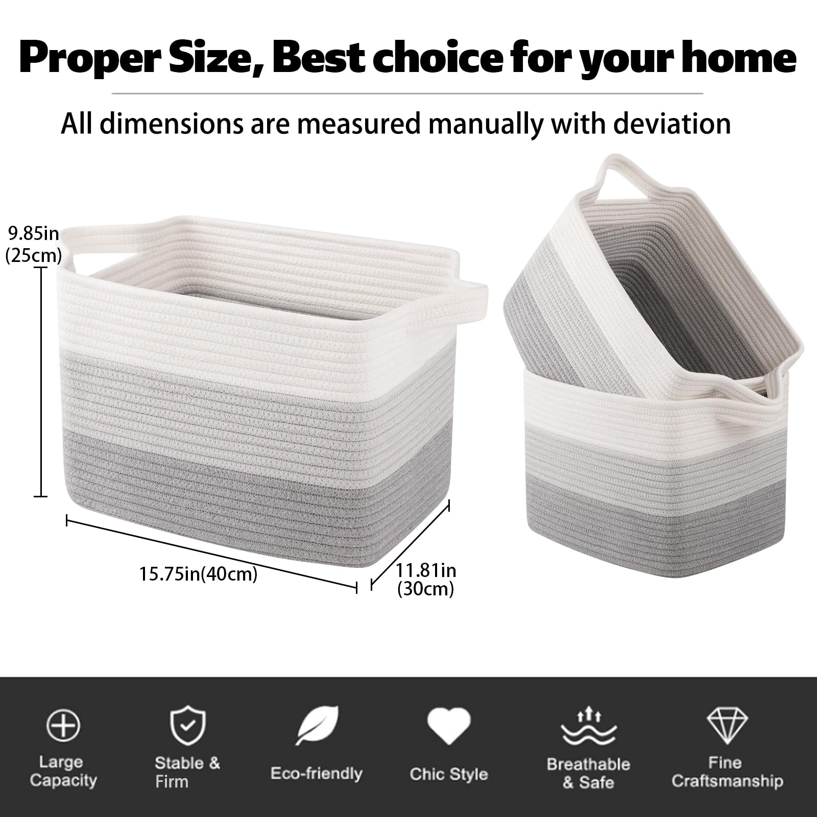 OIAHOMY basket with built-in handles for easy carrying