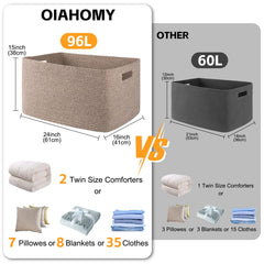 OIAHOMY rectangular basket folded storage demonstrates space-saving collapsibility.