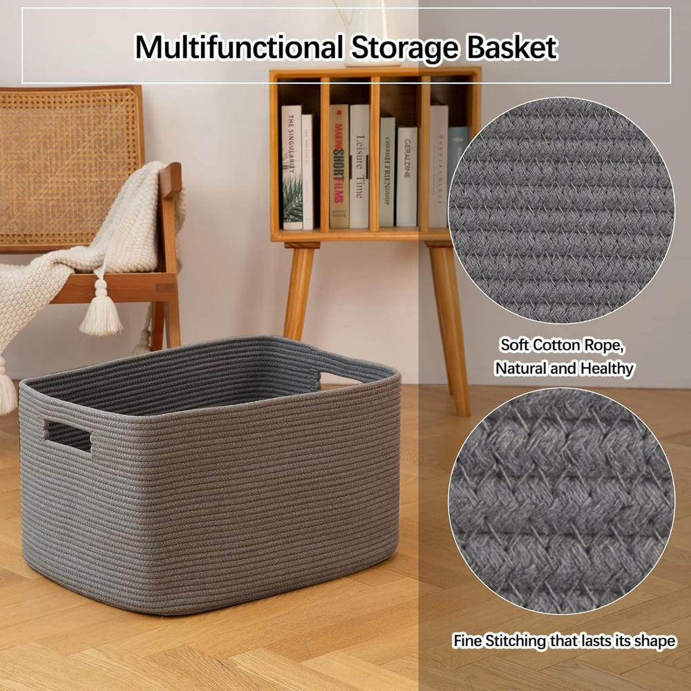 OIAHOMY basket filled with blankets illustrates soft texture and organized storage.