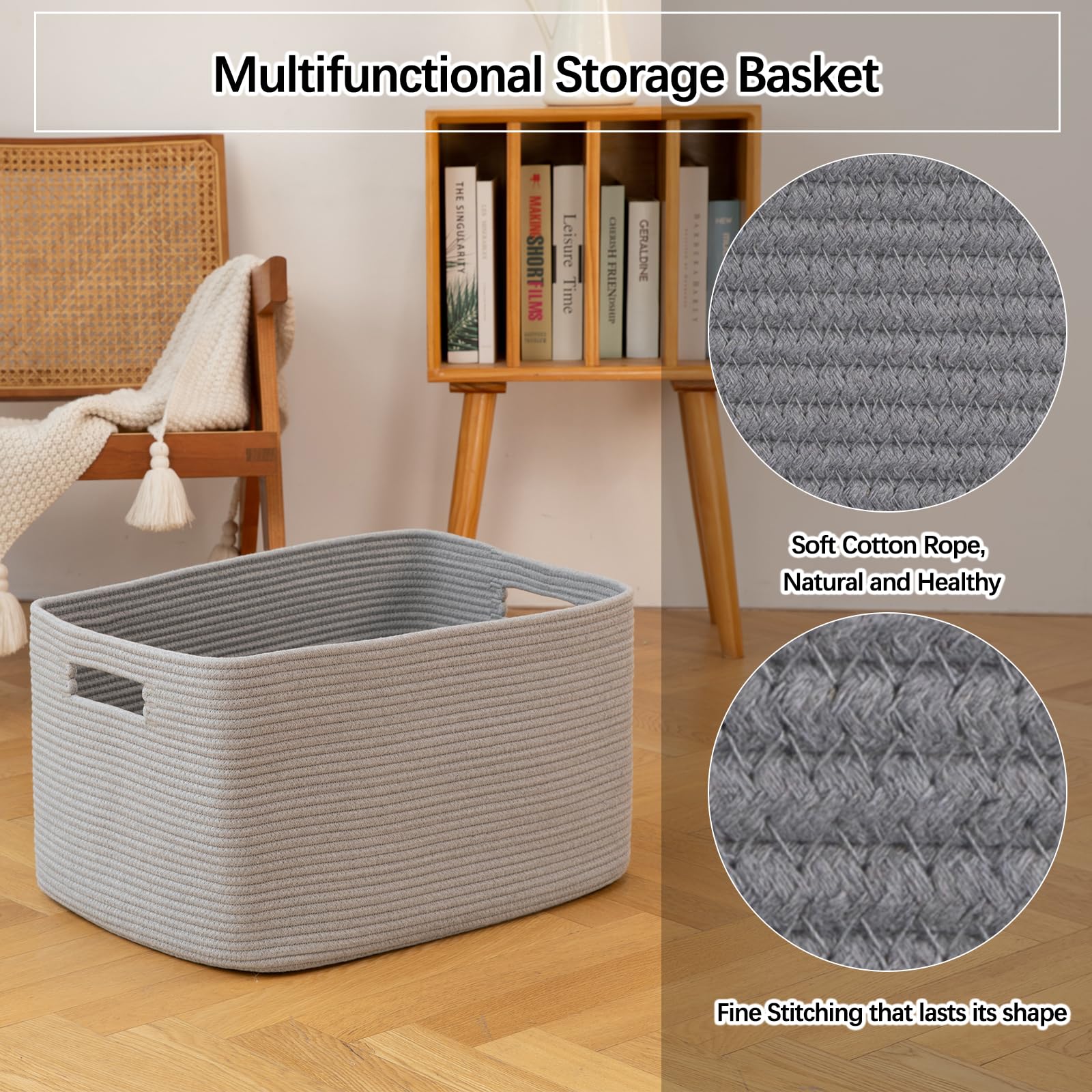 OIAHOMY XXLarge basket placed in living room beside sofa for quick access