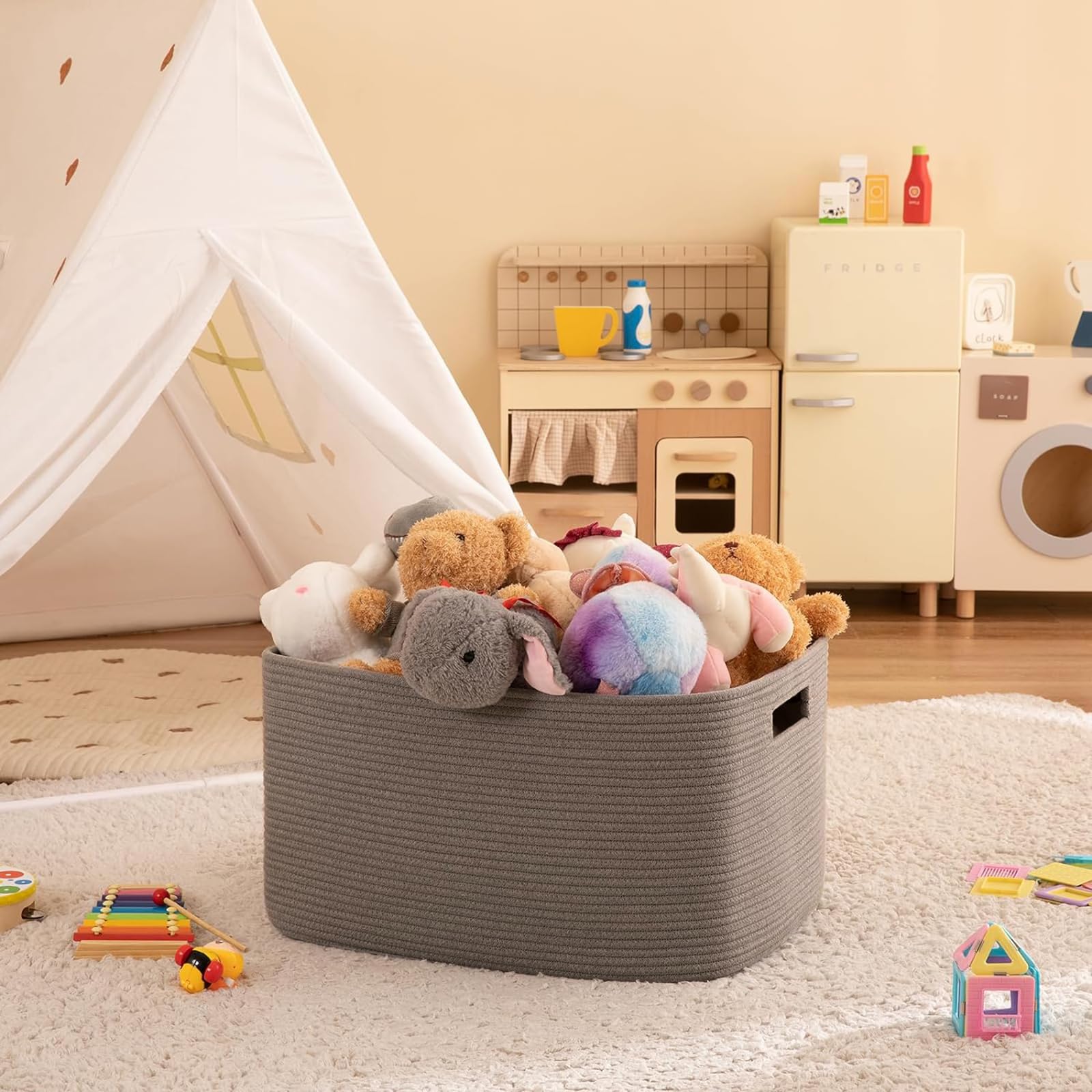 OIAHOMY cotton rope basket remains easy to clean and maintain.