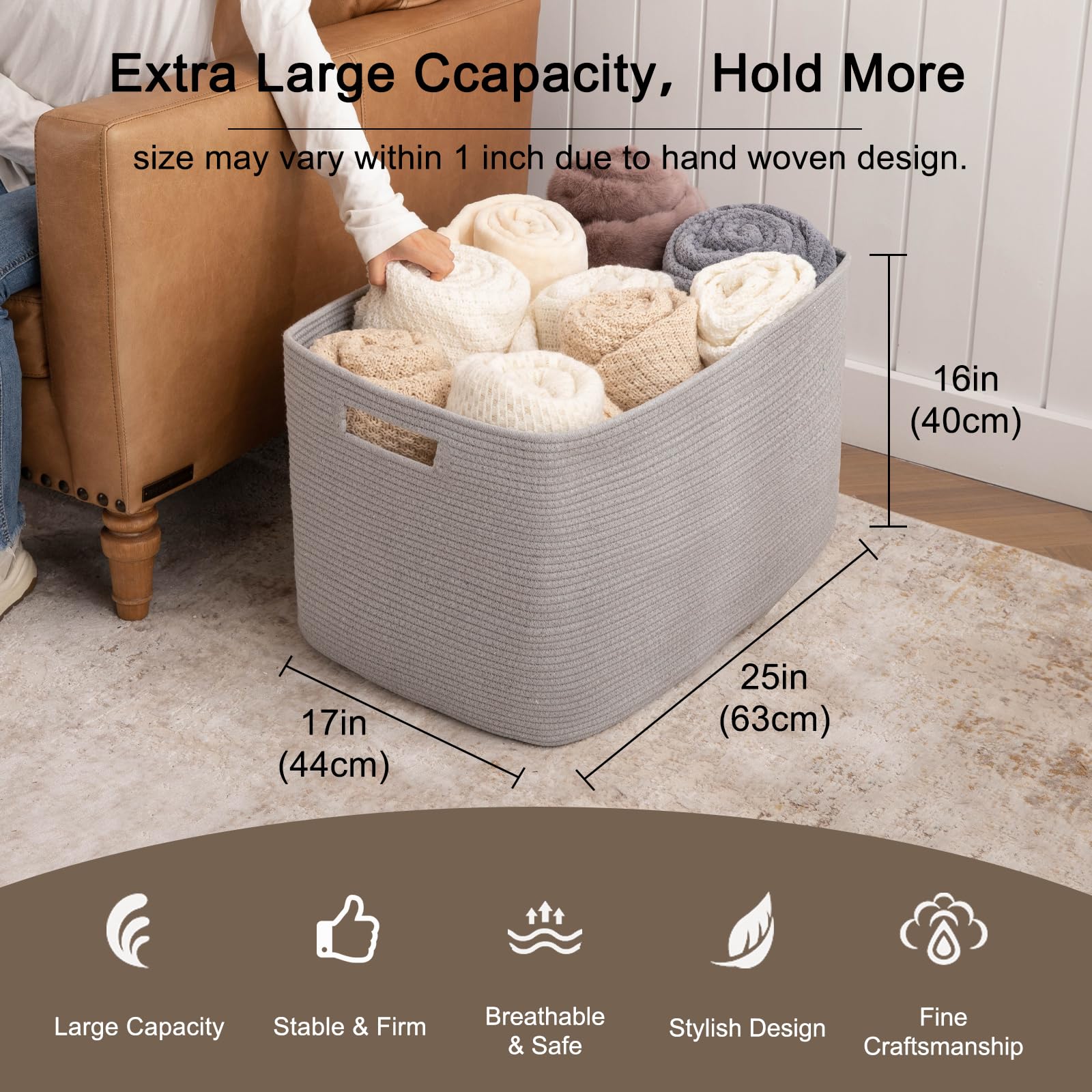 OIAHOMY XXXXL basket detailed handle shows durable, snag-free daily use.