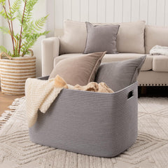 OIAHOMY XXXXL basket folded storage demonstrates space-saving convenience.