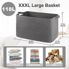 OIASKET 118L basket side view demonstrates sturdy handles for easy lifting.