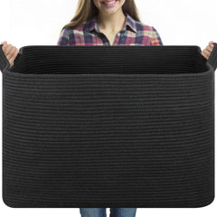 OIASKET 118L blanket basket full of blankets demonstrates spacious storage for living rooms.