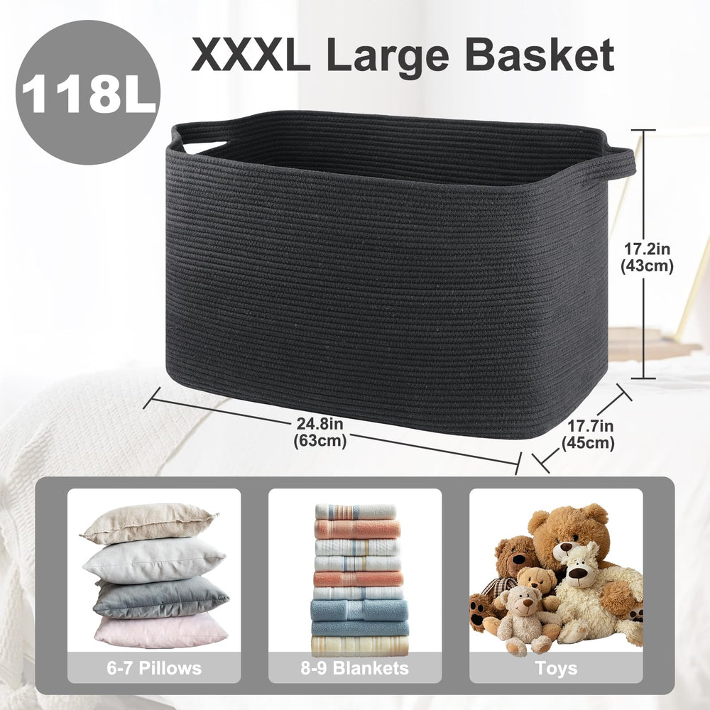 OIASKET 118L blanket basket with handles highlights easy lifting and transport between rooms.